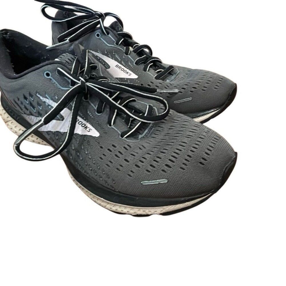 Brooks Ghost Gray/Black Solid Low Top Lace-Up Running Sneakers Mesh Upper size 9 - Picture 13 of 16